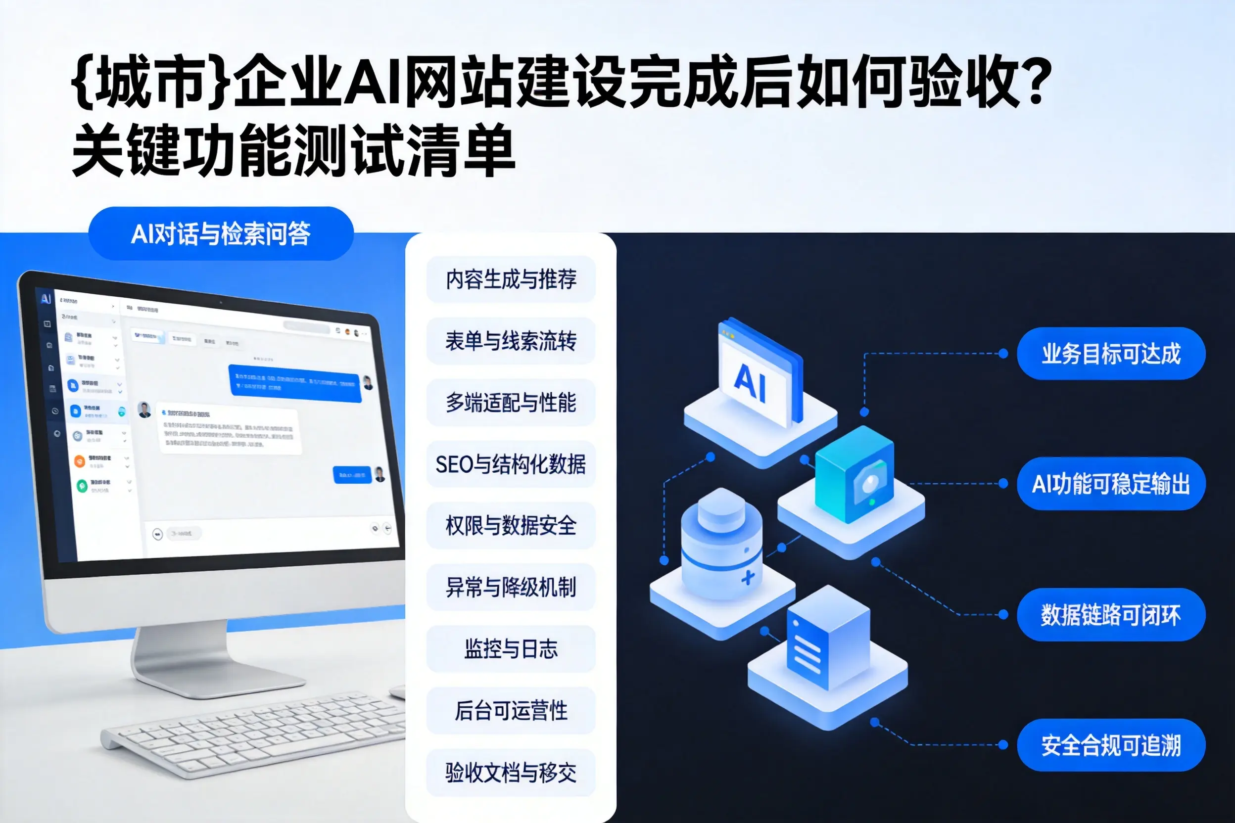 防城港企业AI网站建设完成后如何验收？关键功能测试清单