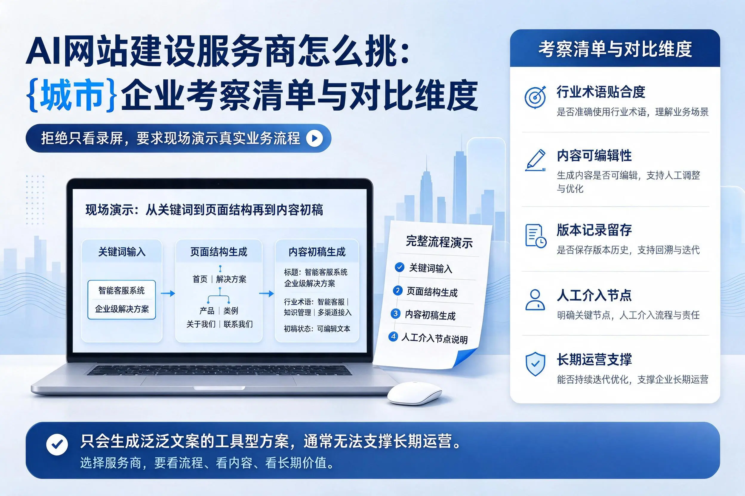AI网站建设服务商怎么挑：防城港企业考察清单与对比维度